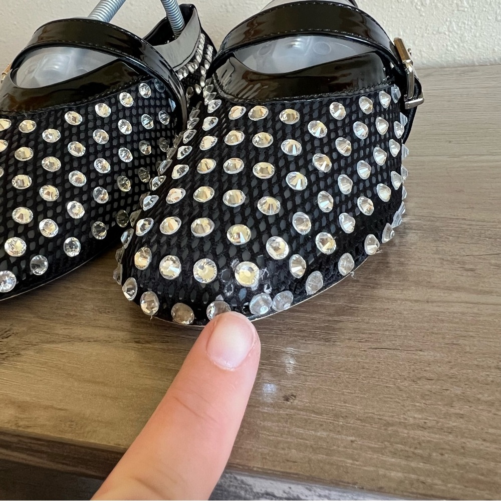 Mesh Rhinestone Ballet Flats Black Women’s Size 10 Trendy Shoes Bling Career - Picture 6 of 10